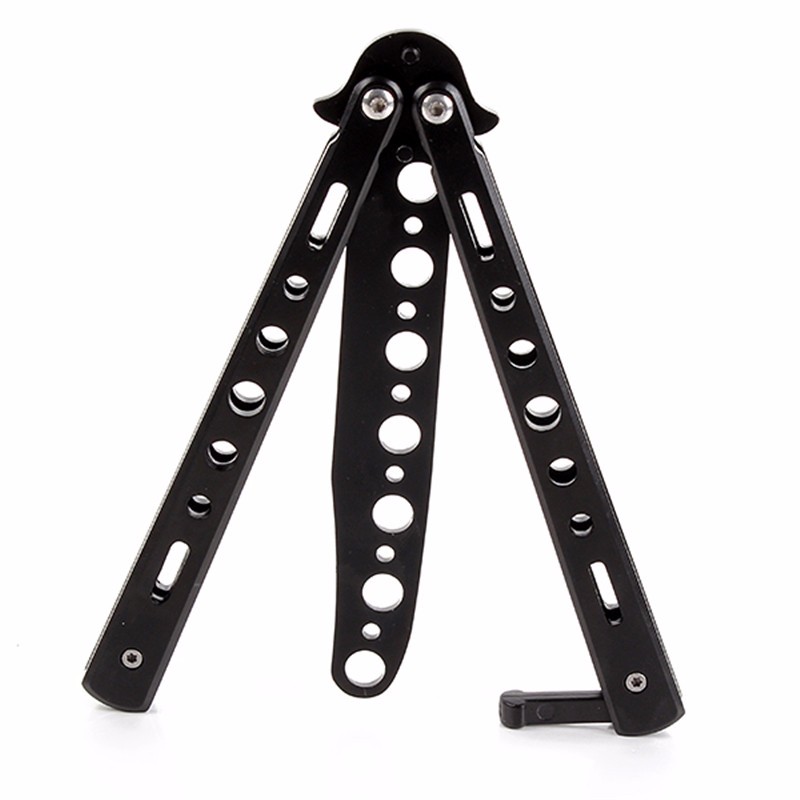 

Black Stainless Steel Folded Knife Training C27 Butterfly Flail Cutter Bladeless