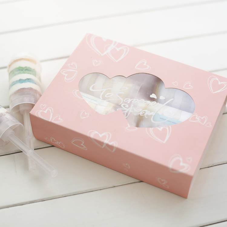 2016 Time-limited Sale Tubetes 10pcs/pack: 22x17x5.5cm Clear Pvc Window Pink Cardboard Boxes for Cakes 6 for Grain Cake Box Kraft Paper-image-401847107
