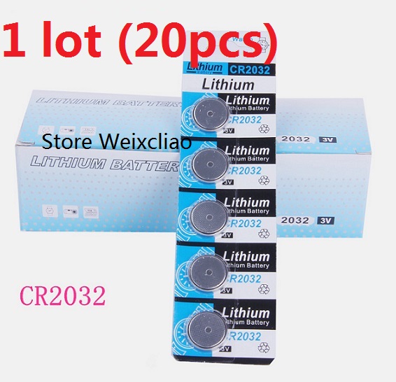 

20pcs 1 lot CR2032 3V lithium li ion button cell battery CR 2032 3 Volt li-ion coin batteries Free Shipping