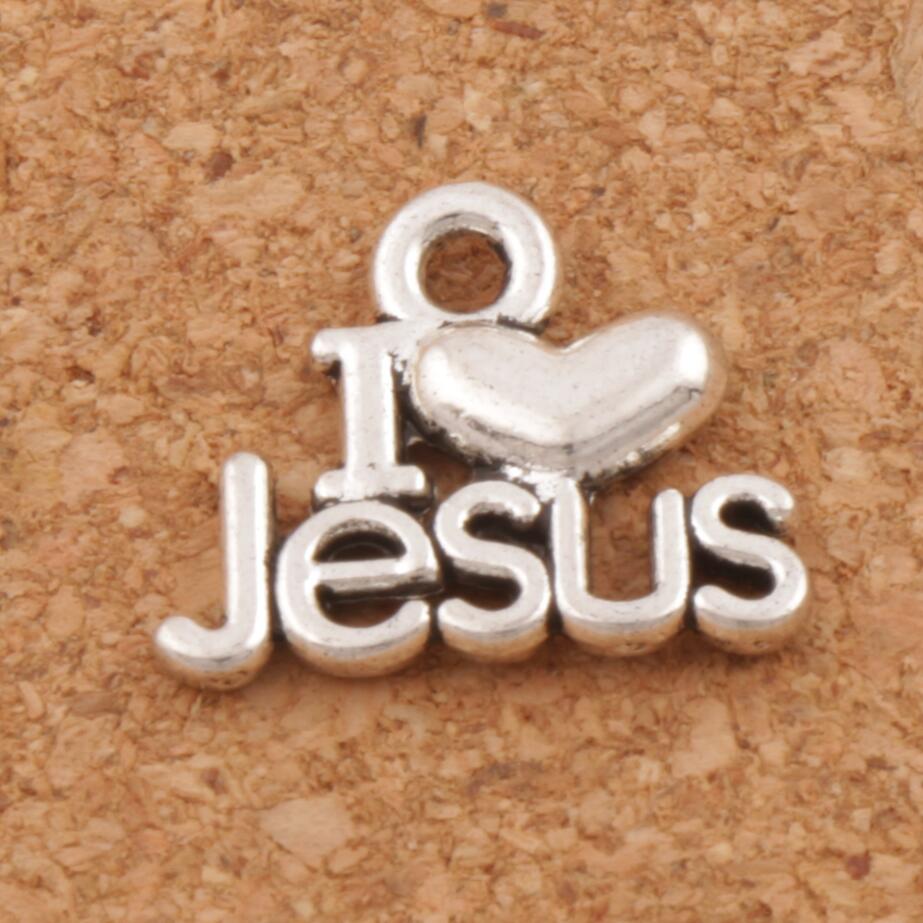 

I Love jesus Charm Beads Pendants 200PCS/LOT Antique Silver 15.7x12.8mm Jewelry DIY Jewelry Findings & Components Fit Bracelets Necklace