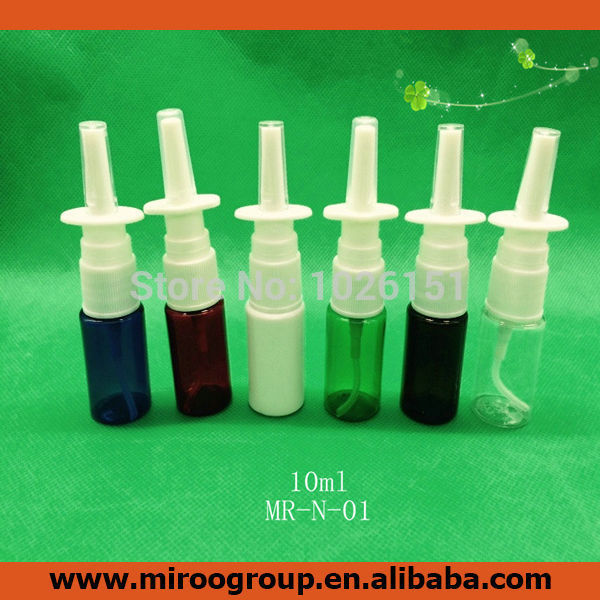 

100Set colored small empty 10ml Plastic Cosmetic Perfume Mist Oral Nasal Spray Bottle with 18/410 Nasal