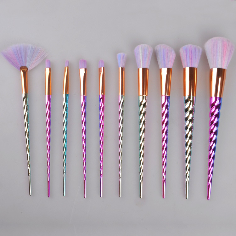 

Unicorn Makeup Brushes Rainbow 10PCS Makeup Brushes Tech Professional Beauty Cosmetics Brushes Sets Free Shipping BP2025