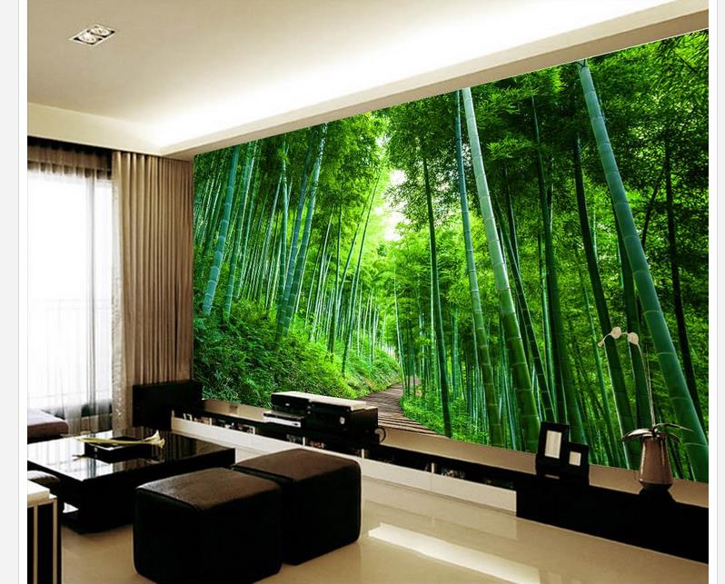 

Large 3D bamboo wood board road expansion background wall mural 3d wallpaper 3d wall papers for tv backdrop, Green