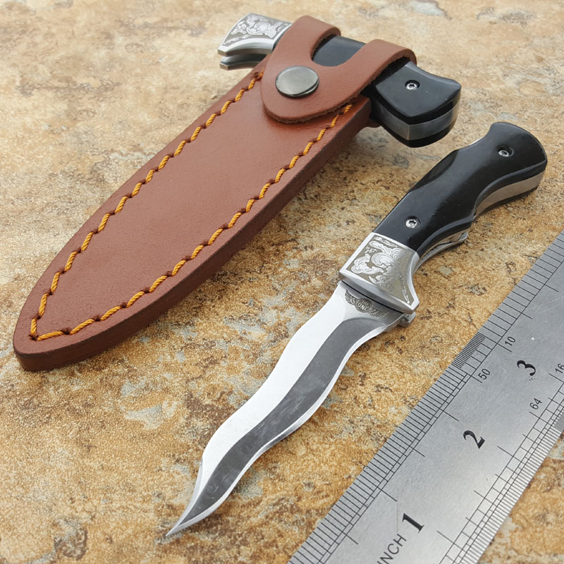 

Top Quality Outdoor Gear The One Adjustable push knife Horn handle lock back pocket Folding knives Snake Blade