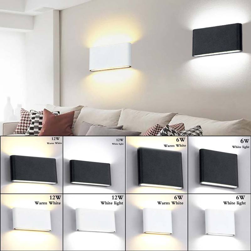 6W/12W LED COB Wall Sconce Light Waterproof Up an down Dual Head Cube Lighting-image-406142777