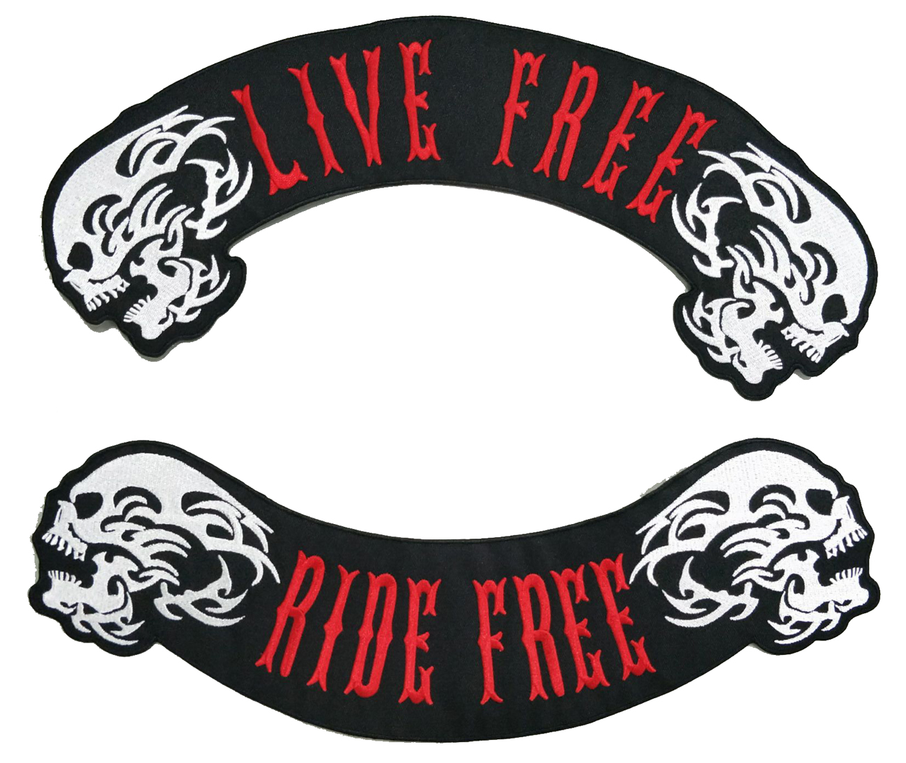 

LIVE FREE & RIDE FREE ROCKER MC Biker Patch Customize Large Size Jacket Vest Badge 40cm Free Shipping, Black