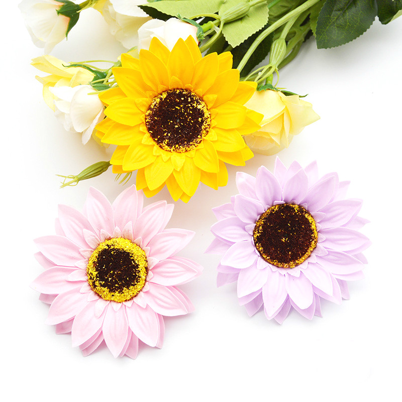 

25 PCS Sunflower Soap Flower Head Bouquet Gift Box Decoration Collocation Flower Shop Supplies, Yellow