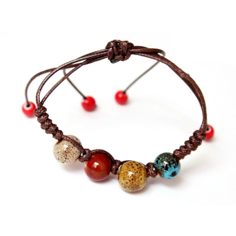 

Original Vintage Chinese Style Ceramics Heart Beads Bracelet For Women Cute Girls Good Luck Bracelets Female Lucky Jewelry Wedding Party Friends Gift