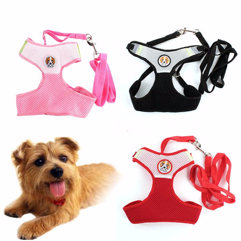 

Dog Apparel Pet Dog Puppy Cat Leash Vest Mesh Breathe Adjustable Harnes Chest Braces Clothes, Black