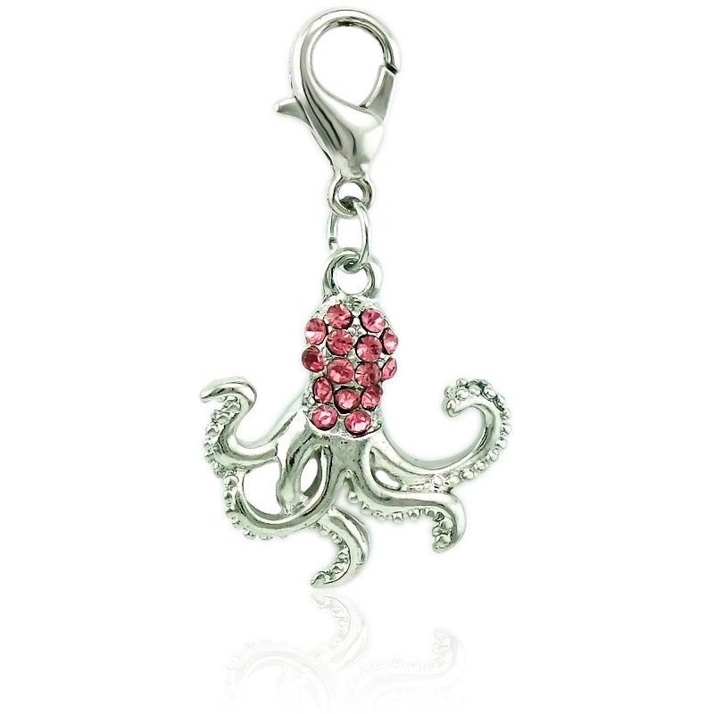 

Fashion Animals Charms With Lobster Clasp Dangle Rhinestone Octopus Pendants DIY Charms For Jewelry Making Accessories