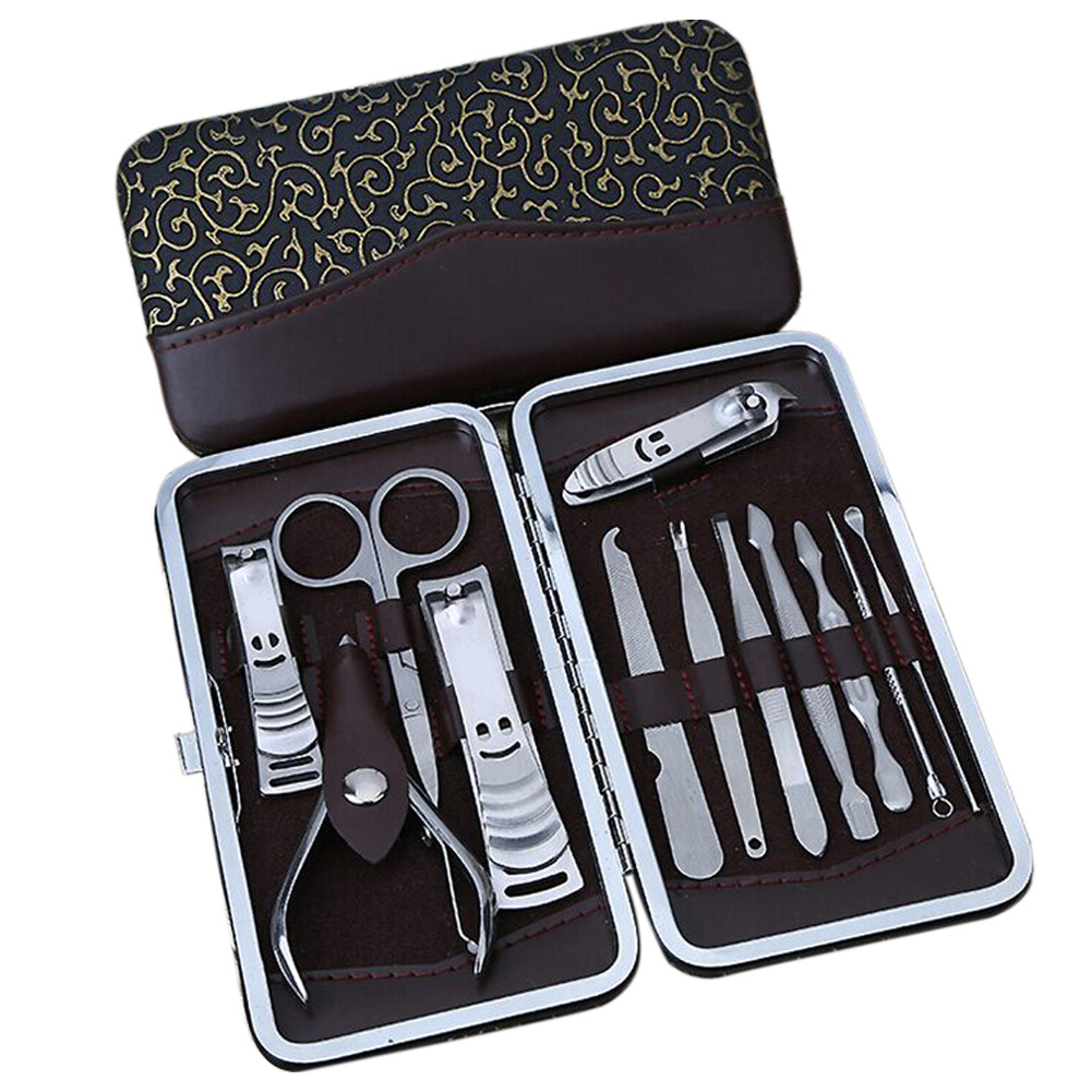 Wholesale- Practical 12 in 1 Set Nail Clippers Cleaner Manicure Clippers Kit Case Household Convenient Tool Home Essential High Quality