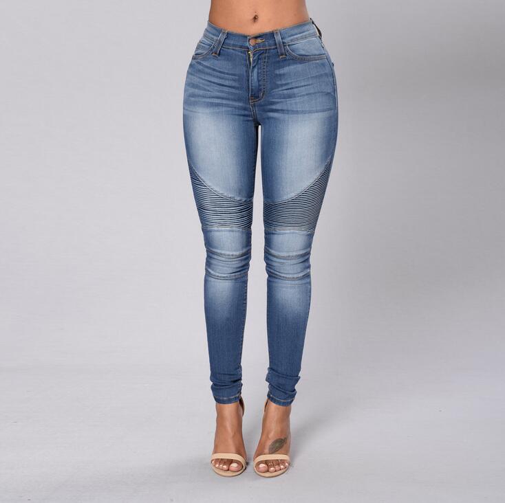

Newest arrival Explosive Women' Jeans Elasticity Slim Folded Pants Small Cowboy Pencil Pant JW016 Womens Jean, Color 1