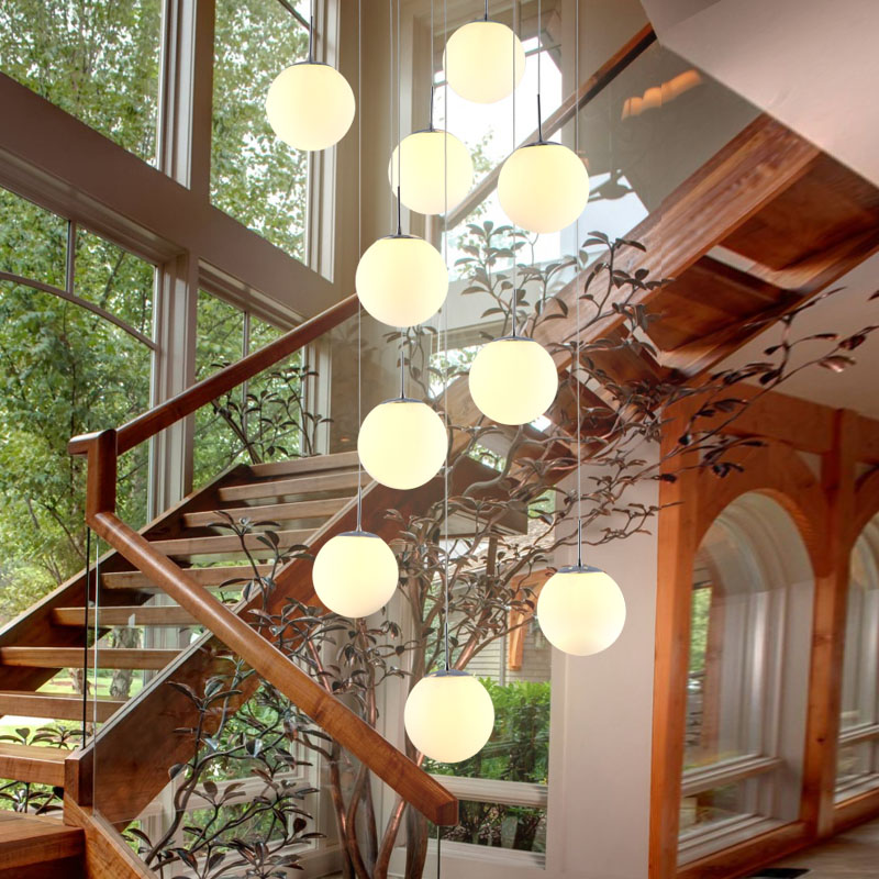 Stairs Pendant Lamp Modern Simple Living Room Lamps Restaurant Art Glass Chandelier Creative Personality Villa Duplex Staircase Pendant Lights-image-400222568