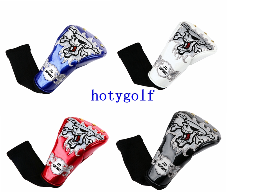 

NEWEST Skull Golf Head cover for Driver cover set personality style universal white black blue red 4 colors