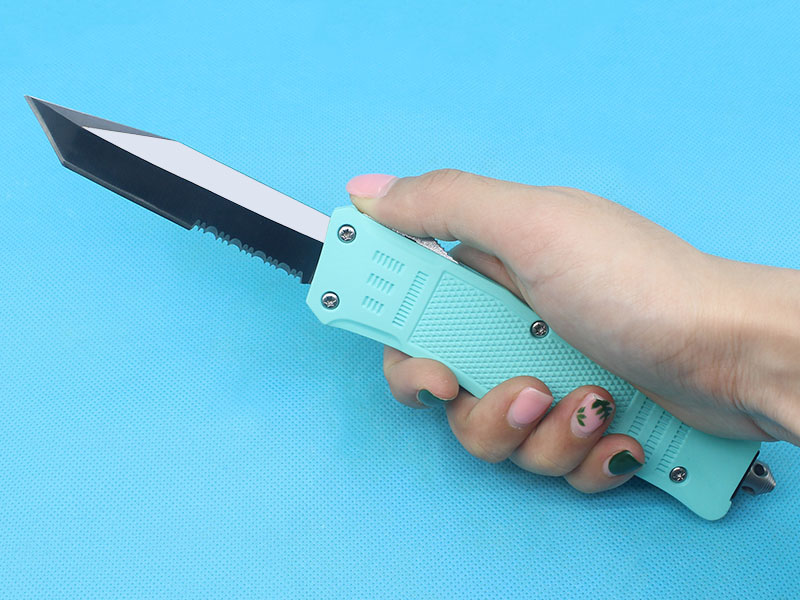 

Allvin Manufacture A161 Baby Blue Handle Tactial Knife 440C Single Edge Tanto Half Serration Blade Survival Knife EDC Gea