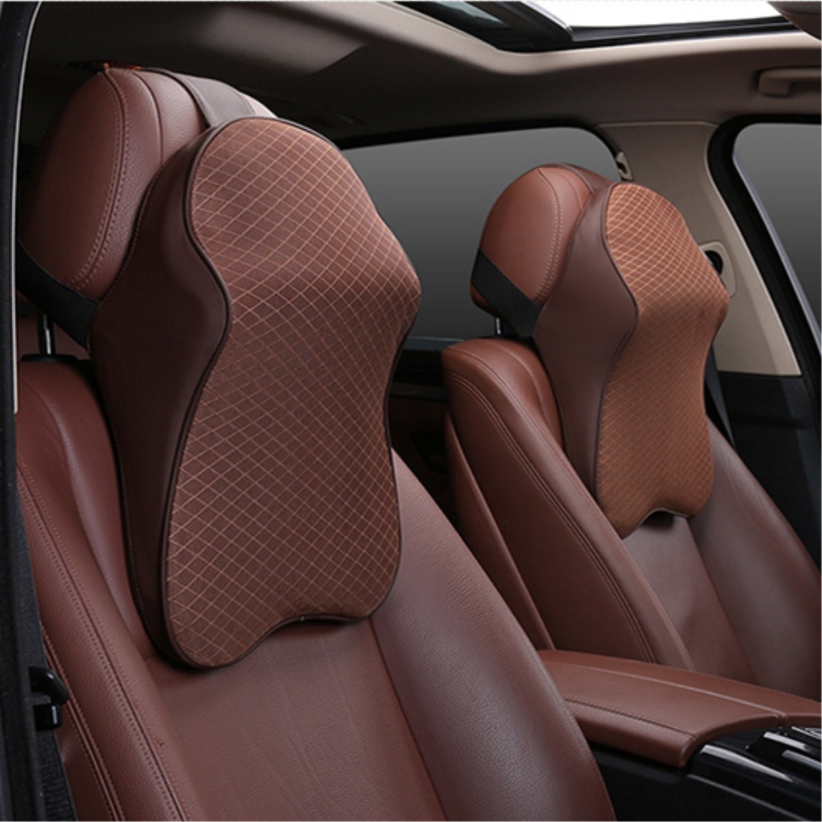 Fdit 1 pz di Morbido Auto seggiolino Auto poggiatesta Cuscino Traspirante Testa Collo Supporto Cuscino poggiatesta in Schiuma per seggiolino Auto poggiatesta Beige
