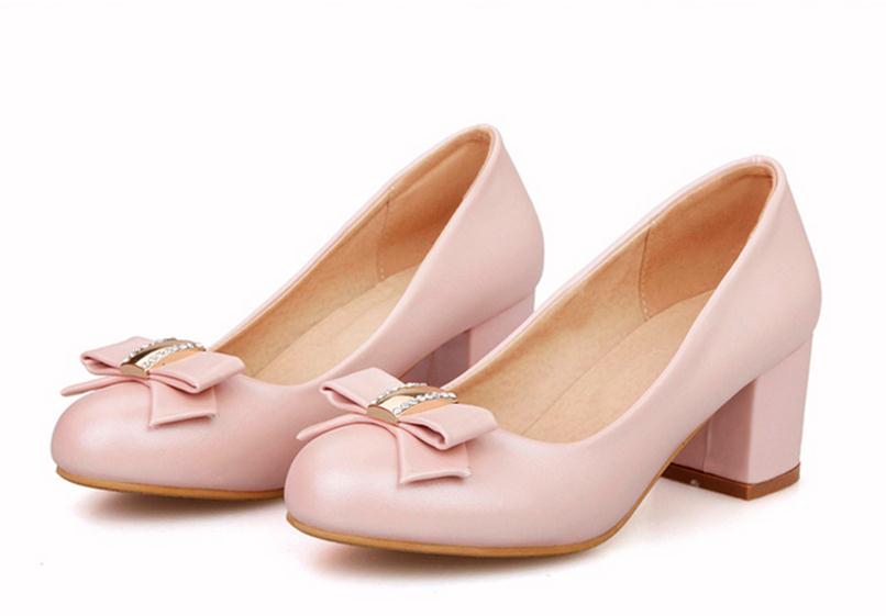 

2017 in the spring and autumn period and the new heel shoes coarse documentary joker shallow mouth sweet han edition round head shoes, Sky blue