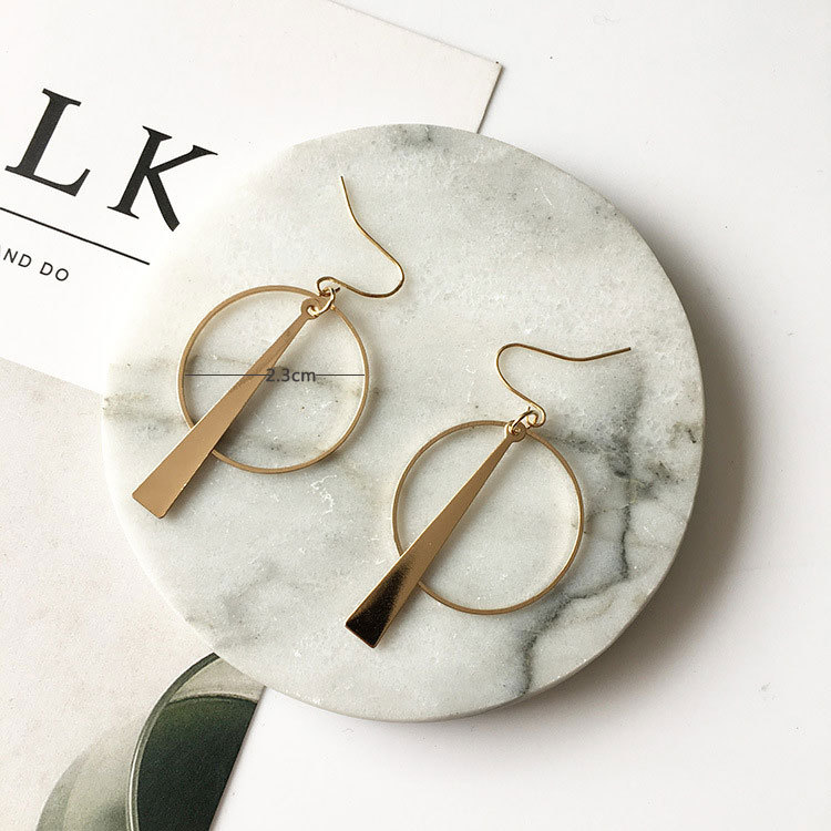 

European and American dangle temperament simple retro long paragraph geometric circle earrings ear earrings wholesale