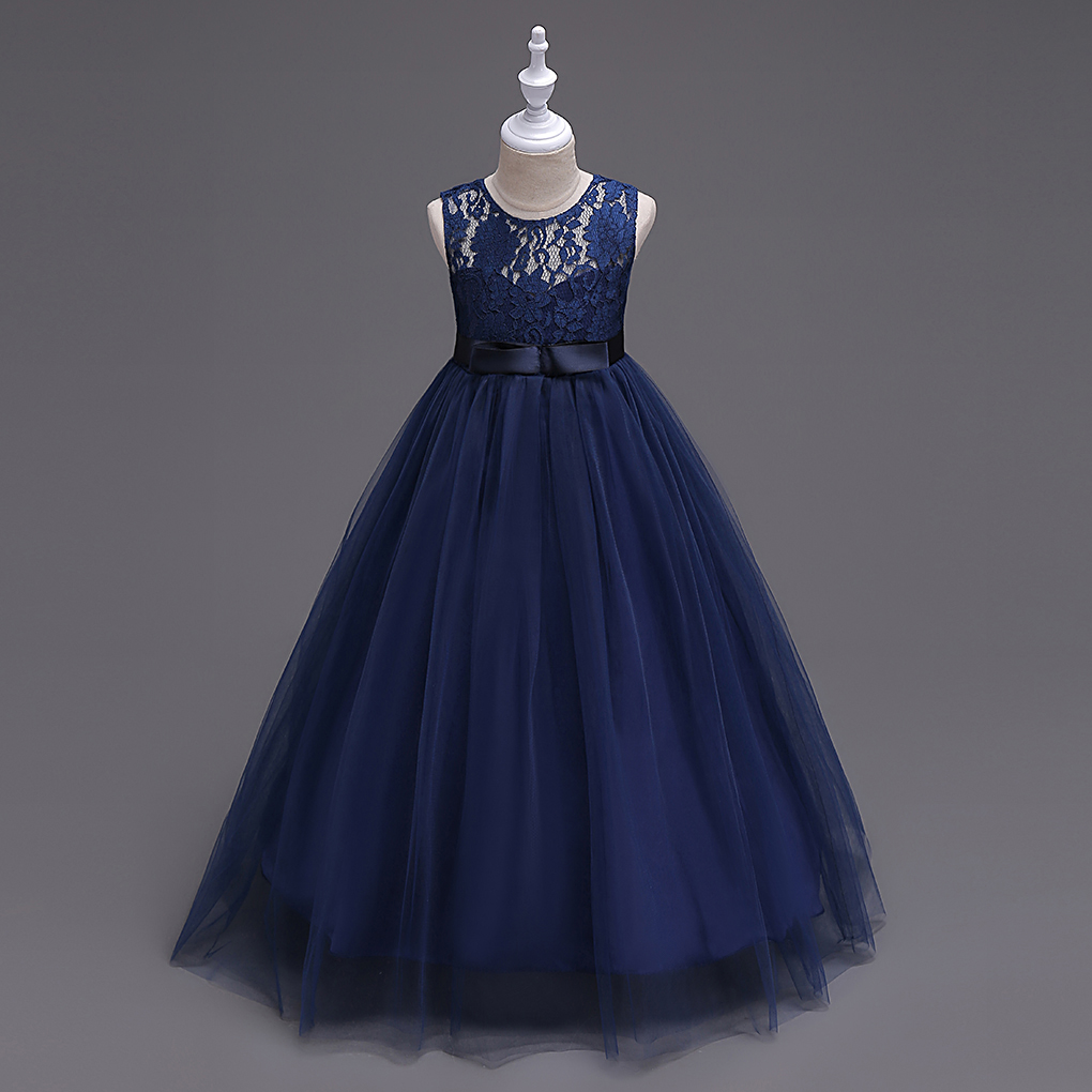 Retail Lace Flower Girl Dresses Simple Designs Big Girls Party Wedding Bridesmaid Gown Dress Formal Children Clothes Size 5-14 Years-image-401629272
