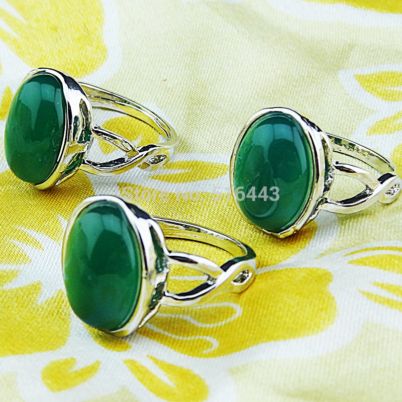 

New Arrival Guaranteed 10pcs 100% Malay Jade Stones Oval Vintage Retro Silver Rings for Womens Mens Wholesale Jewelry Lots A544