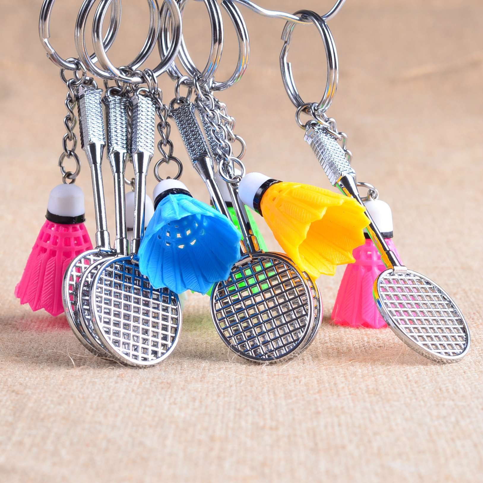 Cute Mini Badminton Keychain Sport Goods Ball Keyrings Accessories Yellow