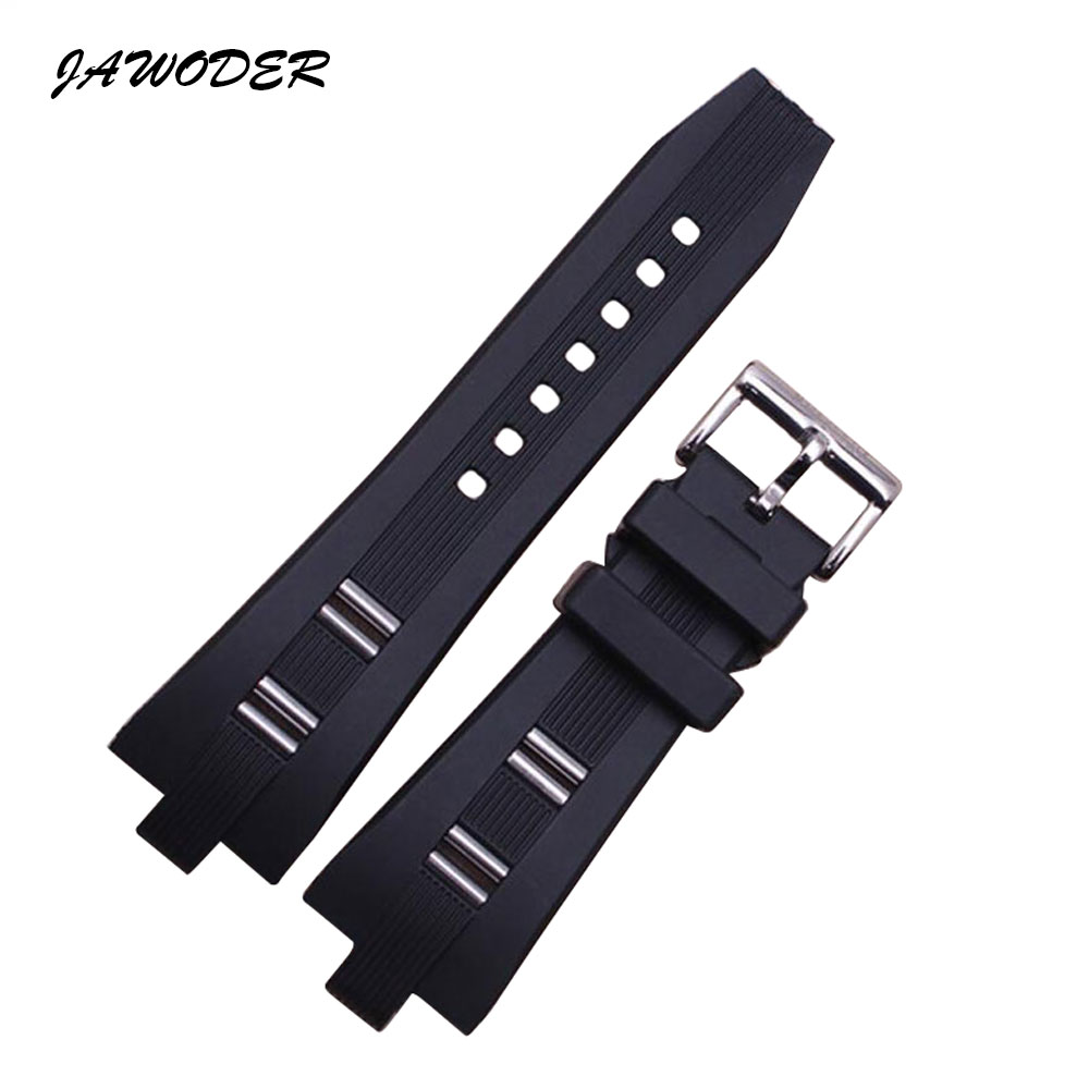 

JAWODER Watchband 26mmx9mm New Men Women Black Diving Silicone Rubber Watch Band Strap Stainless Steel Pin Buckle for BVL Watch, Black;brown