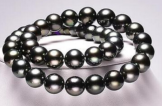 

Fast Free shipping Real Real Fine Pearl Jewelry 18"11-12mm Natural south sea black pearls necklace 18KGP