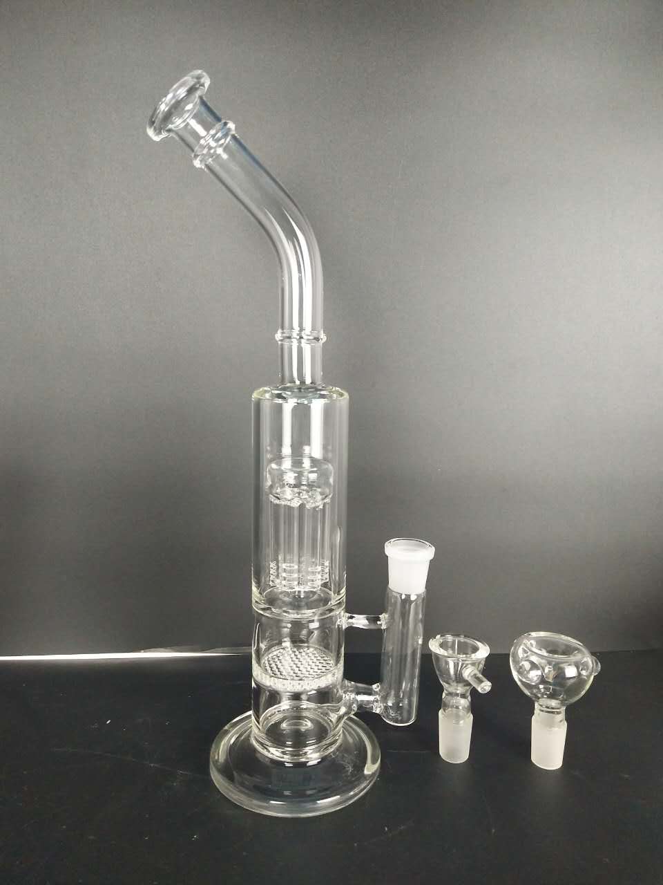 

glass bong water pipe Transparent glass pipe, 6 trees filter, high 32 cm, 5 cm in diameter, tube jointsize; 18 mm