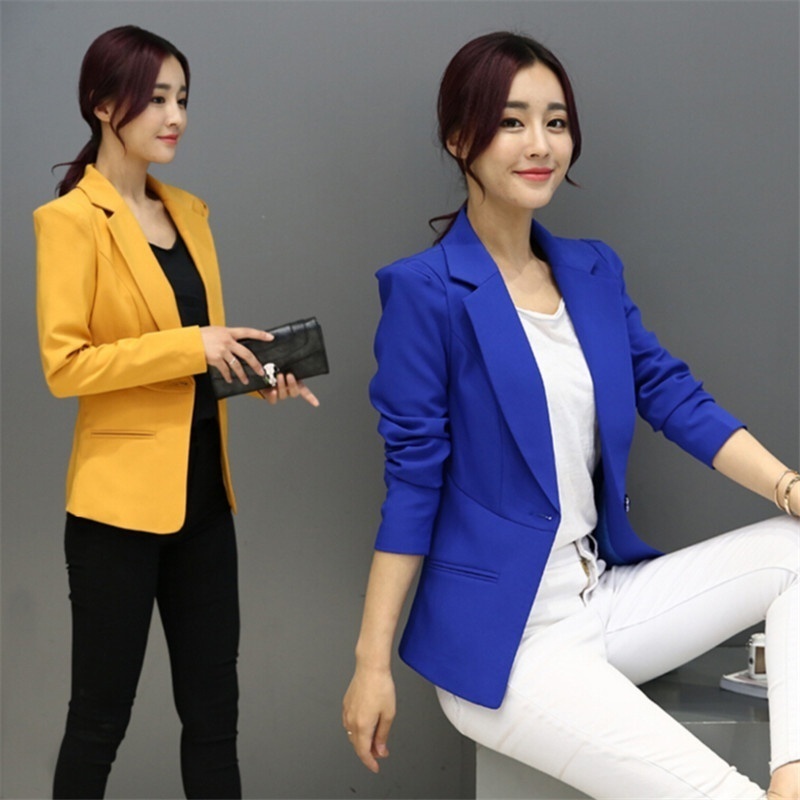 

Women Blazers And Jackets Suit 2017 Spring Autumn Fashion Single Button Blaser Female White/Black/Pink/Blue Ladies Blazer Femme, Light blue