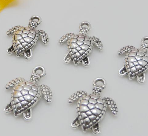 

Free Shipping 150pcs/lot Ancient Silver Plated Lovely Sea Turtle Alloy Charms Pendants For diy Jewelry Making findings 12X15mm, Bronze;silver