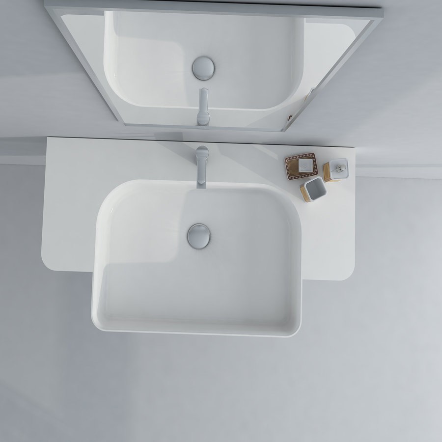 Rectangular Bathroom Solid Surface Stone Wash Basin wall hung Matt White Or Glossy Laundry Vessel Sink RS38187-image-407065206