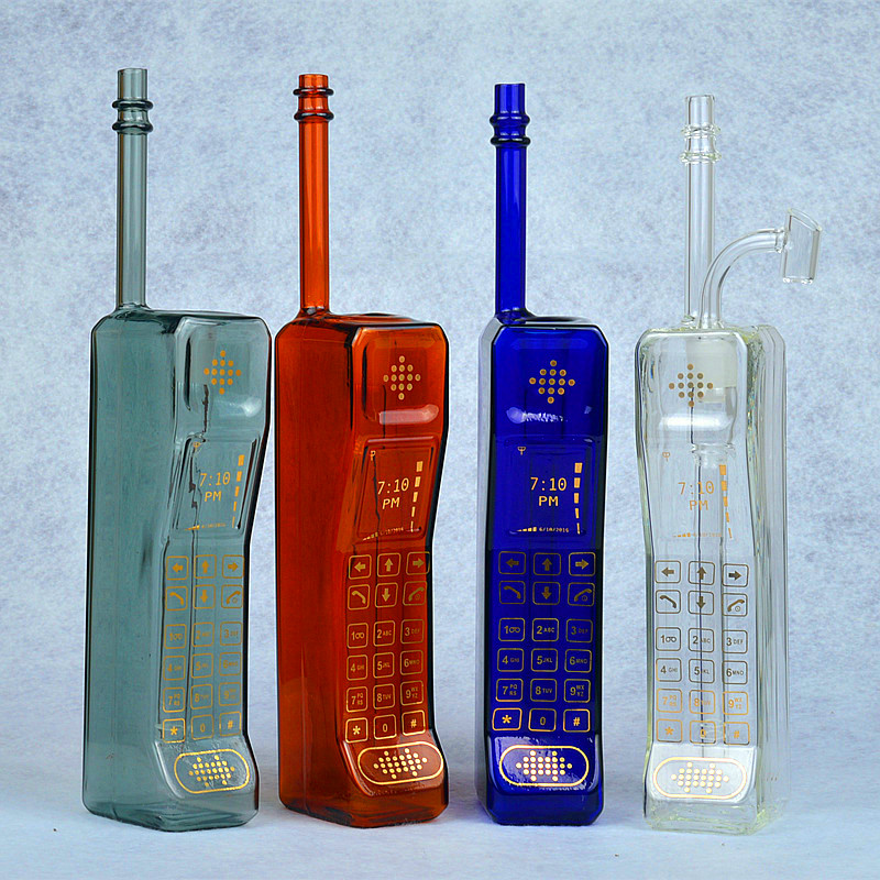 

11.5" Mobile Phone Shape colorful glass bongs smoking water pipes recycler oil rigs dab bowl beaker bubbler perc 14mm hookahs