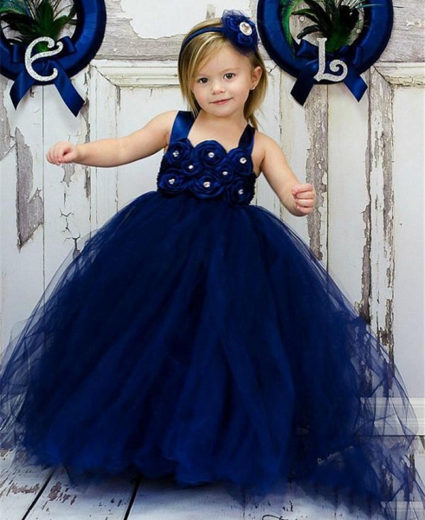 

Cheap Navy Blue Ball Gown Flower Girl Dress Bead 7 Year Old Little Gowns Vintage Girls Pageant Dresses Simple, Chocolate