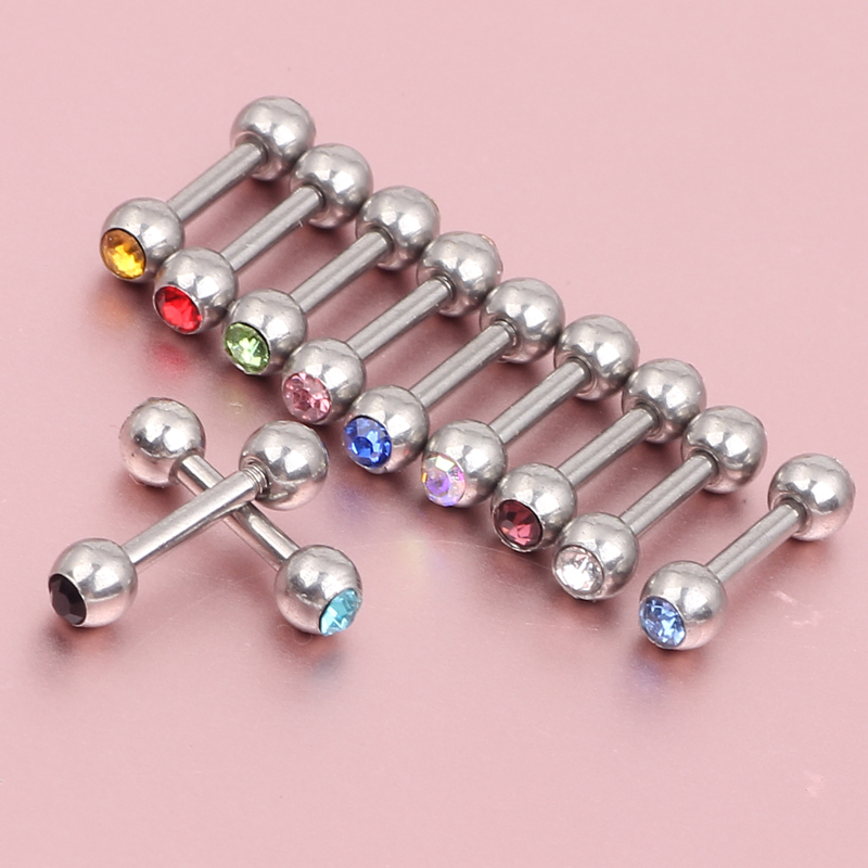 

100pcs MIX Rhinestone Crystal 316L Steel Tragus helix earring Ear Studs Barbell Bar Ring, Golden;silver