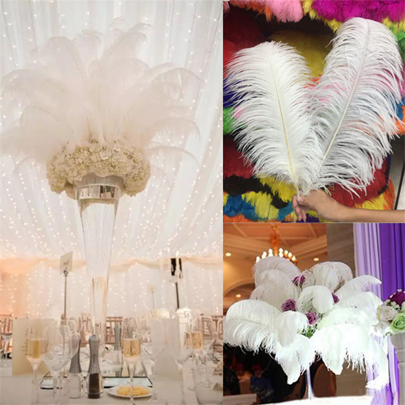 

50pcs/lot 6-26 inch Ostrich Feather White Plume Wedding Party table Centerpiece Desktop Decoration Plush Christmas Decor