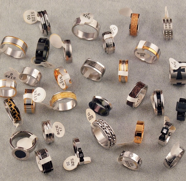 

Mix Style lot stainless steel rings Diamond Steel Men's Ring Womens fashion jewelry party Gift Band ring free shipping