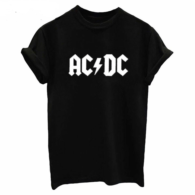 

AC/DC Band Rock T-Shirt Women's ACDC BLACK Letter Printed Graphic Tshirts Hip Hop Rap Music Short Sleeve Tops Tee Shirt