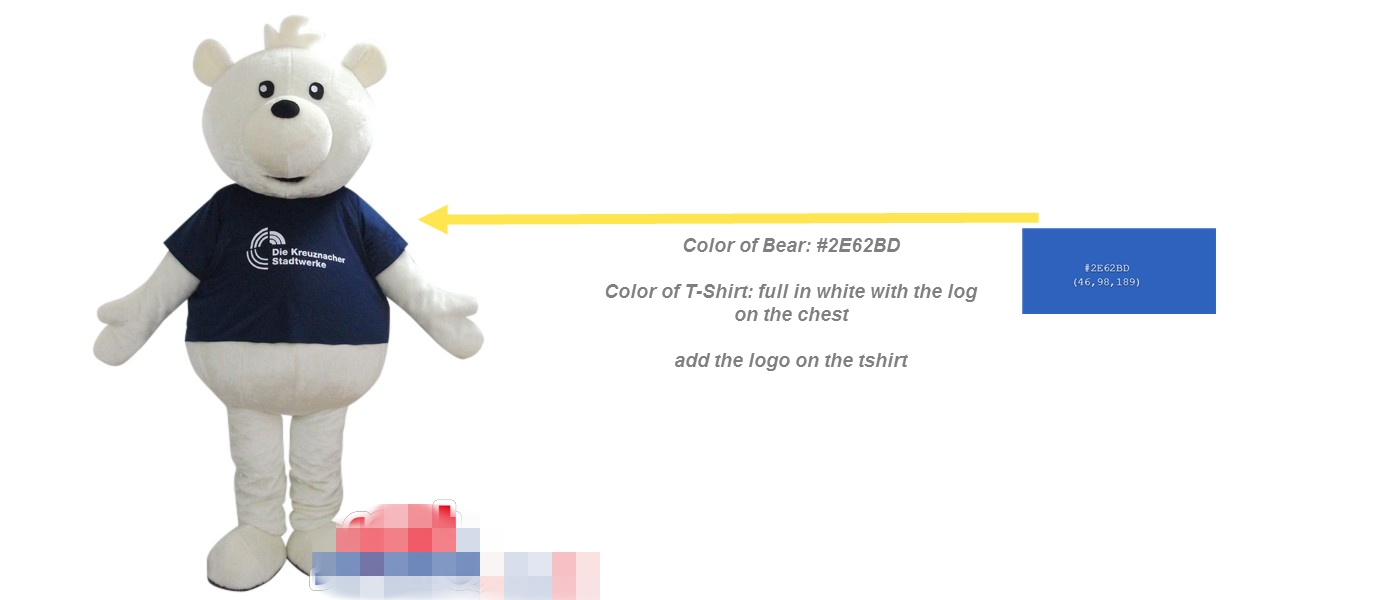 

Custom White bear mascot costume add a logo free shipping