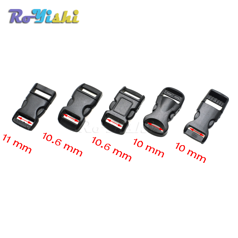 

100pcs/lot 3/8"(10mm) Contoured Side Release Mini Buckles For Paracord Bracelet/Cat Collars Black
