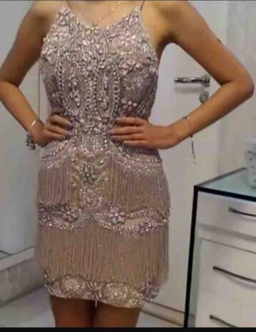 2021 Sexy courte partie de robe de soirée en cristal Illusion Corsage Backless Bling perles appliques robe de bal noire filles arabe