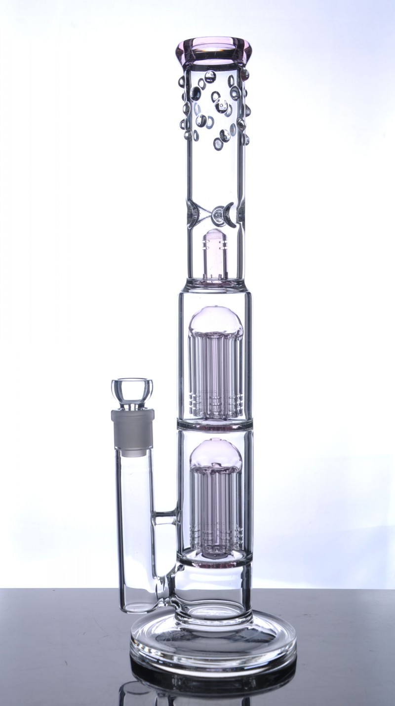

Pink blue black green Glass Bong "Spoiled Speranza" double tree perc dome percolator recycle oil rig water pipe 18mm bowl