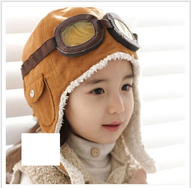 winter Warm Flight Cap kids Fleece Thick Hat Beanie Fashion Baby Boy Girl Pilot Aviator Cap