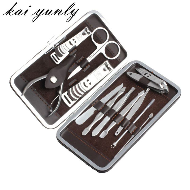

Wholesale- kai yunly 12 in1 Pedicure Manicure Stainless Set Nail Scissors Clippers Cuticle Clippers Grooming Nail Clipper Cutter Kit Aug 29