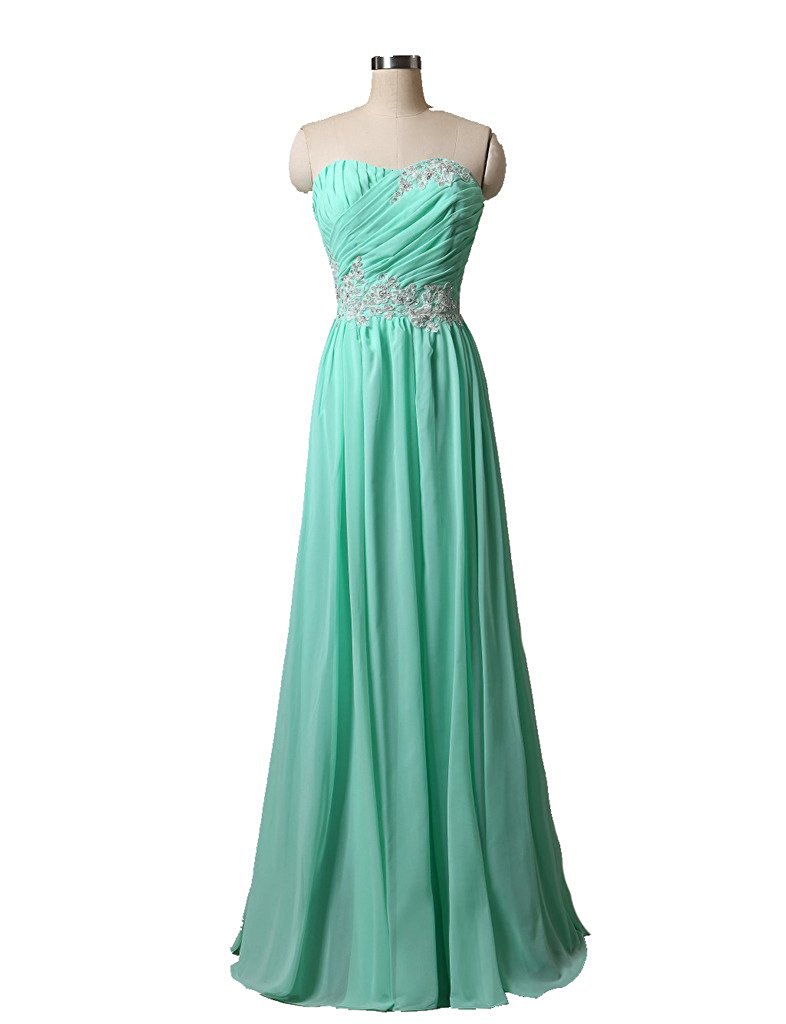 

2017 Sexy Sweetheart Chiffon Prom Dresses With Appliques Lace Up Floor-Length Evening Long Formal Party Gown BM83, Blue