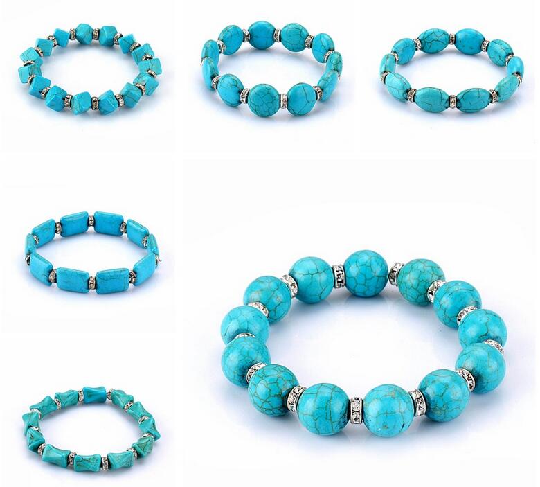 

Free shipping Round beads turquoise stone handmade beaded bracelet FB322 mix order 20 pieces a lot Beaded, Strands