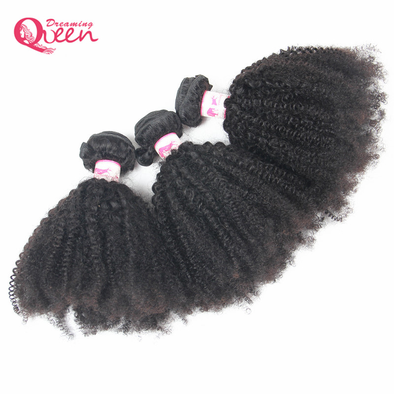 

Mongolian Afro Kinky Curly Human Hair Weaves Mongolian Virgin Human Hair Bundles 3 pcs Natural Black Color Free Shipping