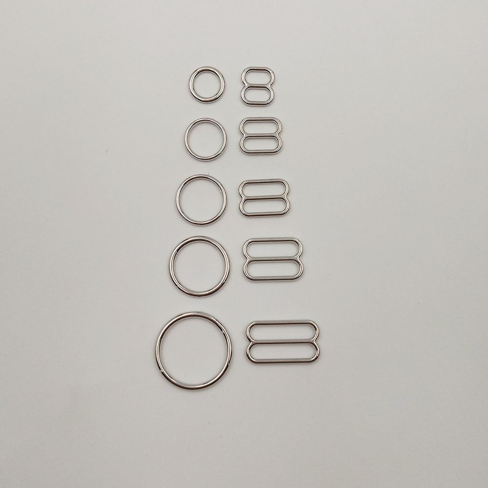 

50 sets / lot Nickel plated bra sliver rings and sliders free shipping