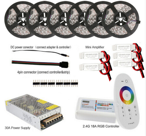 

20m 30m RGB RGBW RGBWW LED Strip 5m 10m 60leds/m 5050 Waterproof IP65 IP20 Flexible Strips Rope Ruban + 2.4G Remote Controller + 12V Adapter