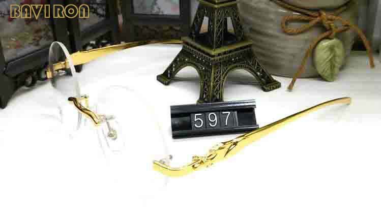 

with box 2017 men women buffalo horn glasses gold silver metal leopard frame round clear lens sunglasses rimless sun glasses