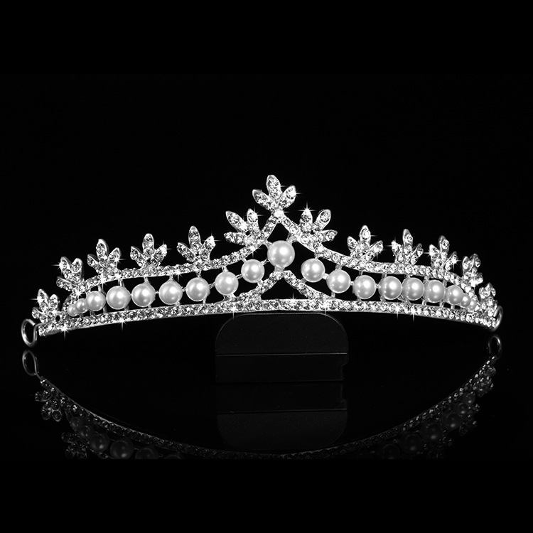

2017 New Luxury Crystal Pearl Bride Crown Hair Accessories Hot Selling Wedding Tiara Headband Women's Crown Hair Jewelry Headpieces, Slivery;golden